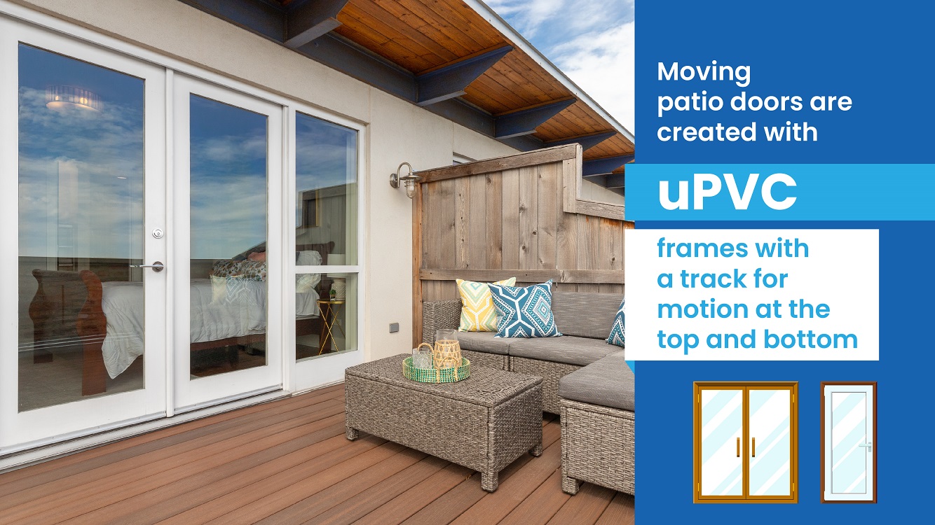 Moving patio doors are created with uPVC frames 